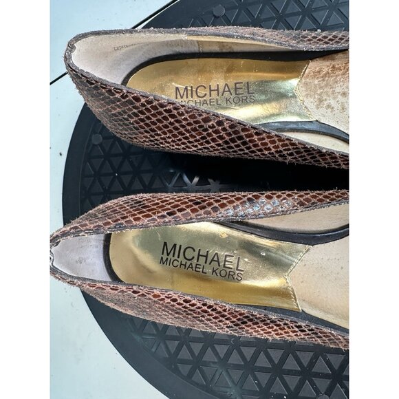 MK Michael Kors Wooden Wedge Python Heel Sz 7 M - Picture 9 of 13